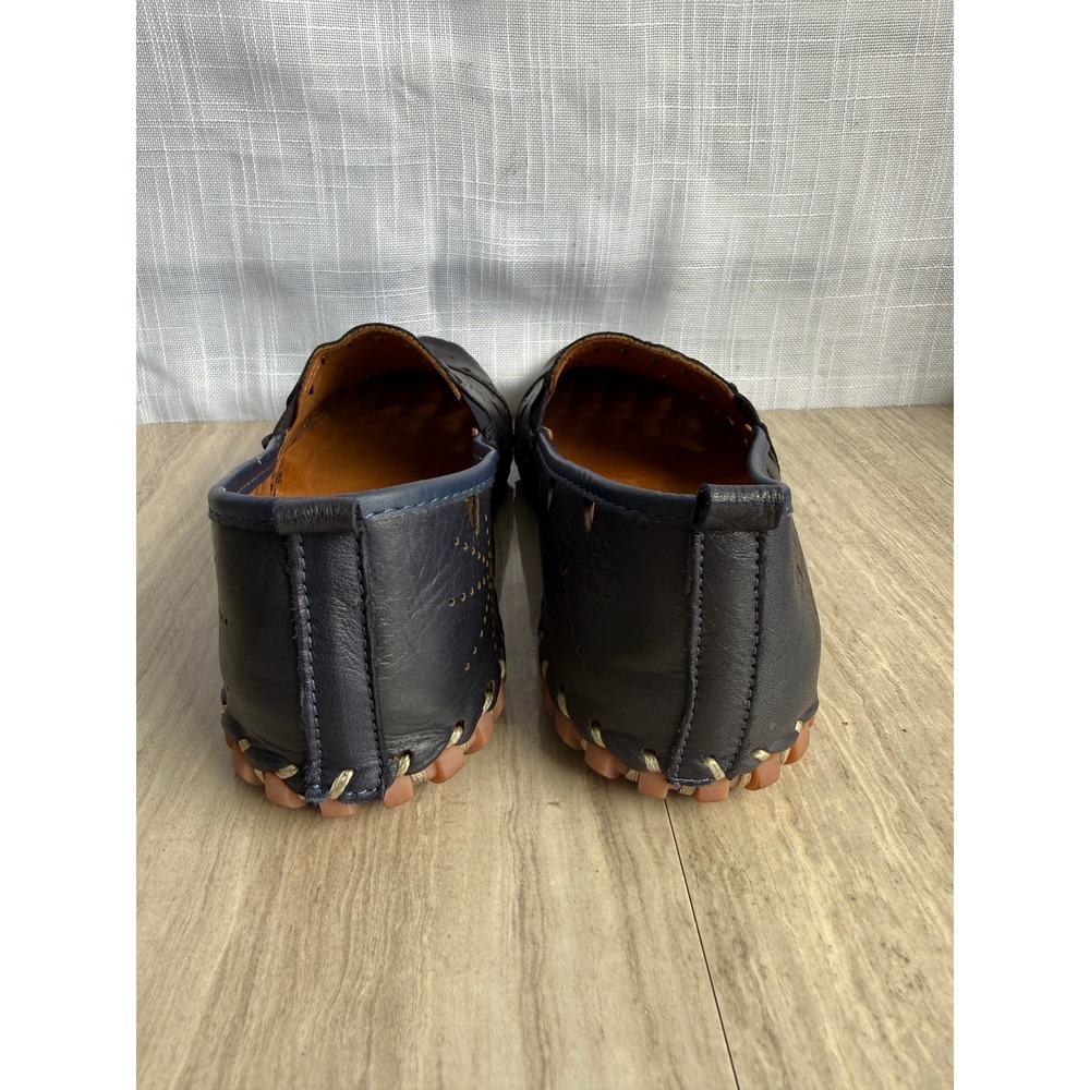 Spring Step Loafers Fusaro Navy Blue Leather Laser Cutout Shoes Women 41 NWOT - Picture 8 of 11